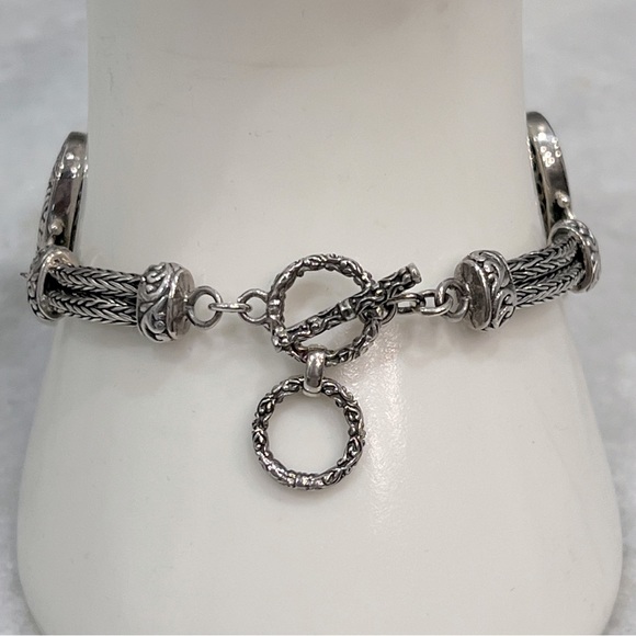 Sterling Silver Engraved Toggle Clasp Bracelet - Picture 11 of 13